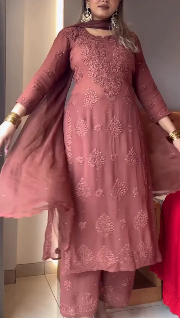 Brown_Embroidered_Georgette_Salwar_Suit_Set_For_Women