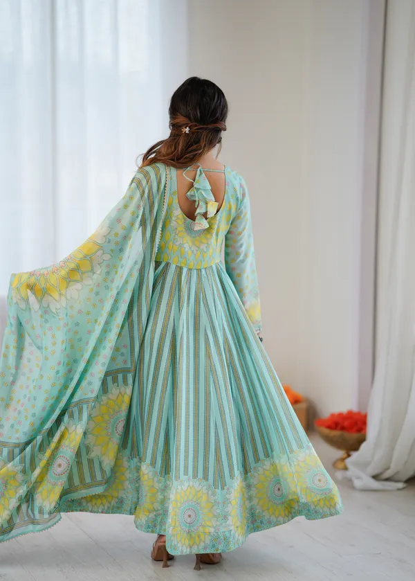 Mint_Green_And_Yellow_Printed_Anarkali_Suit_Set_With_Dupatta_For_Women