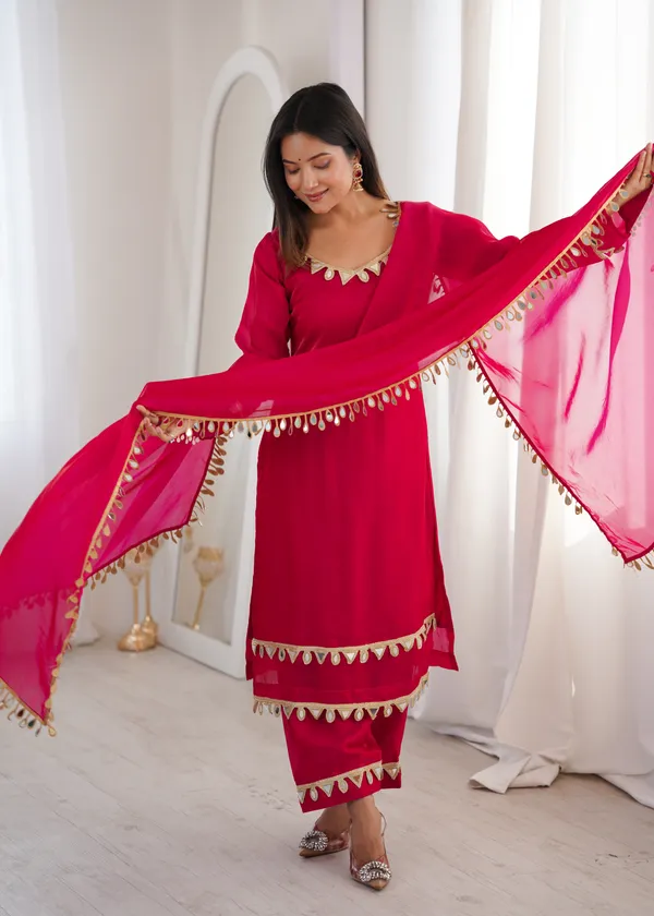 Pink_Ethnic_Suit_Set_With_Golden_Leaf_Border_Detailing_And_3_Piece_Kurta_And_Palazzo_Dupatta_For_Women