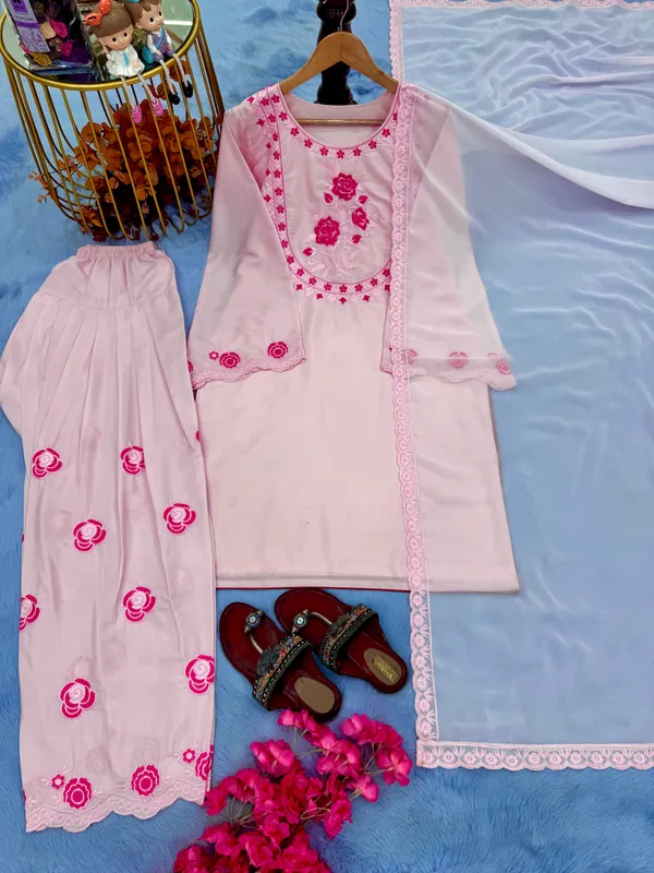 Pink_Floral_Embroidered_Salwar_Suit_Set_With_Dupatta_For_Women