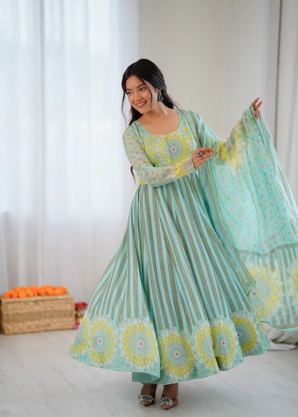 Mint_Green_And_Yellow_Printed_Anarkali_Suit_Set_With_Dupatta_For_Women