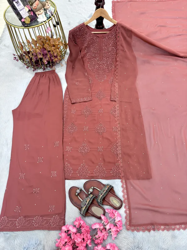 Brown_Embroidered_Georgette_Salwar_Suit_Set_For_Women