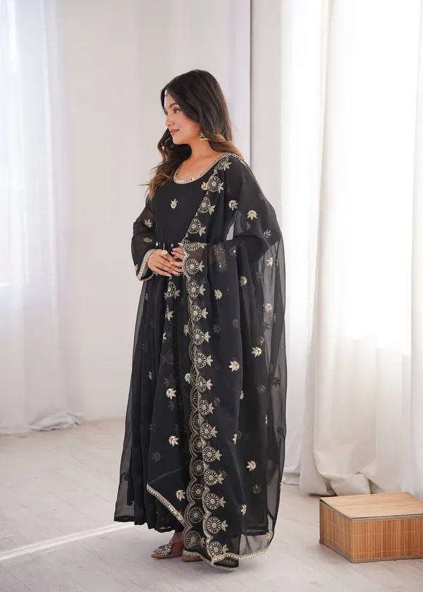 Black_Anarkali_Suit_Set_With_Golden_Embroidery_And_Dupatta_For_Women