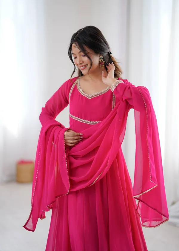 Rani_Pink_Georgette_Anarkali_Suit_Set_With_Dupatta_And_Gold_Trim_For_Women