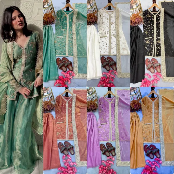 Black_Embroidered_Sharara_Set_With_Golden_Detailing_And_Dupatta_For_Women