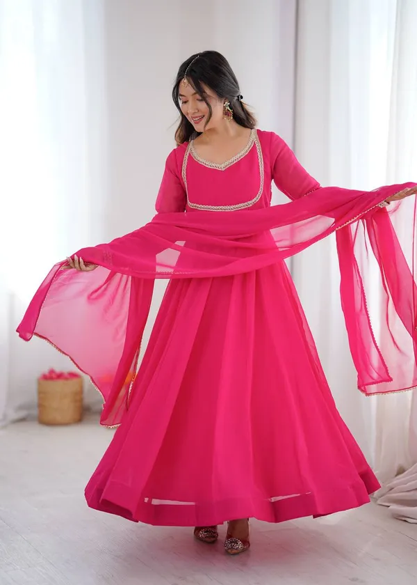 Rani_Pink_Georgette_Anarkali_Suit_Set_With_Dupatta_And_Gold_Trim_For_Women
