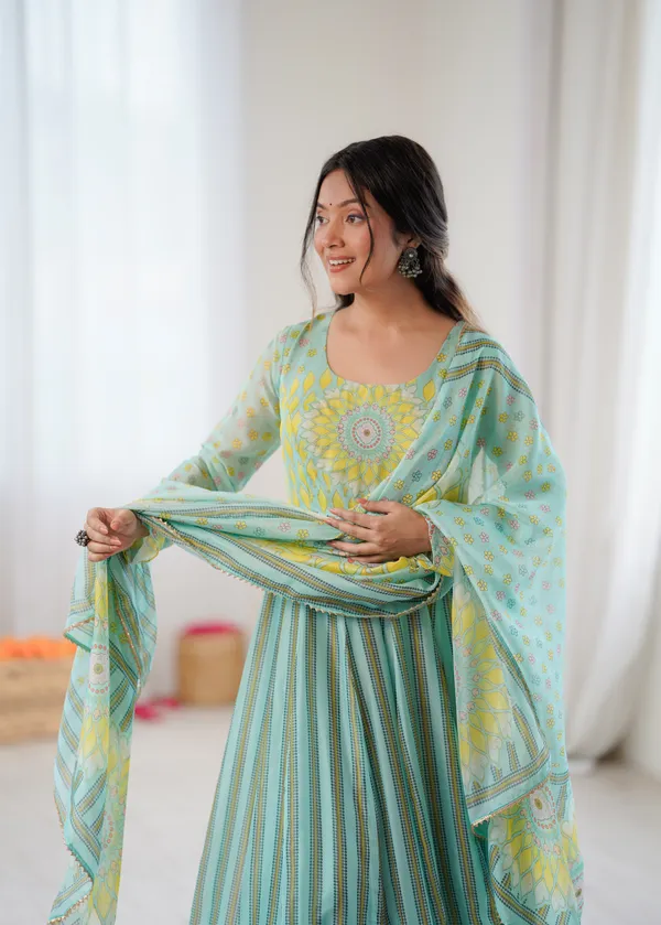 Mint_Green_And_Yellow_Printed_Anarkali_Suit_Set_With_Dupatta_For_Women