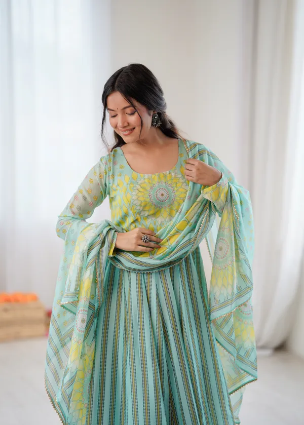 Mint_Green_And_Yellow_Printed_Anarkali_Suit_Set_With_Dupatta_For_Women