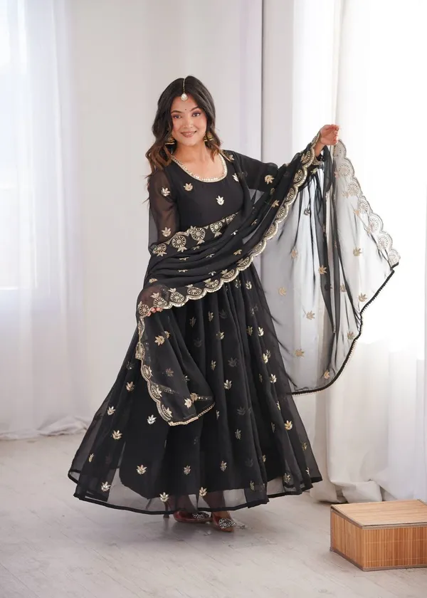 Black_Anarkali_Suit_Set_With_Golden_Embroidery_And_Dupatta_For_Women
