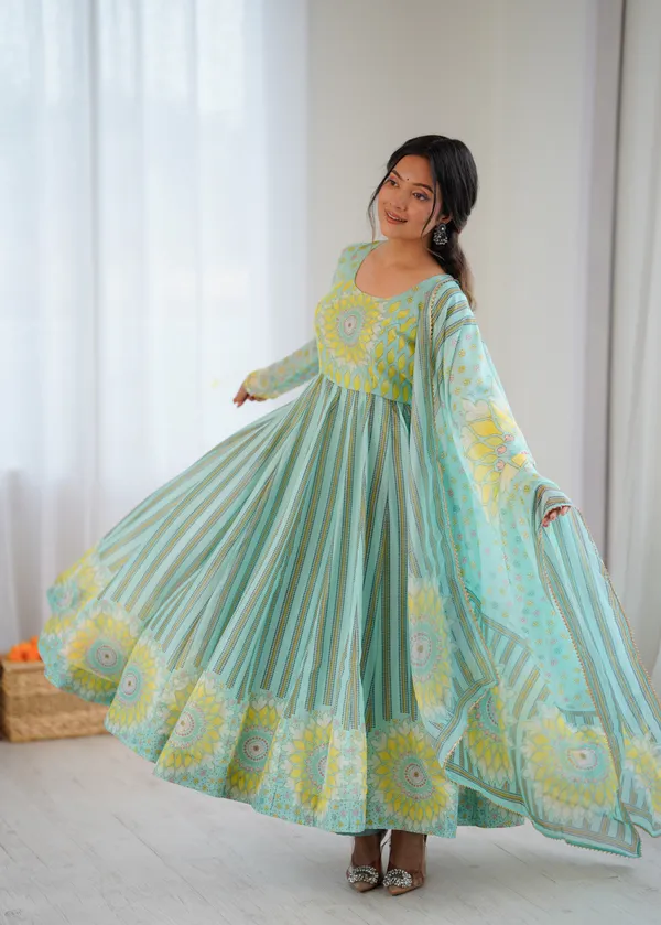 Mint_Green_And_Yellow_Printed_Anarkali_Suit_Set_With_Dupatta_For_Women