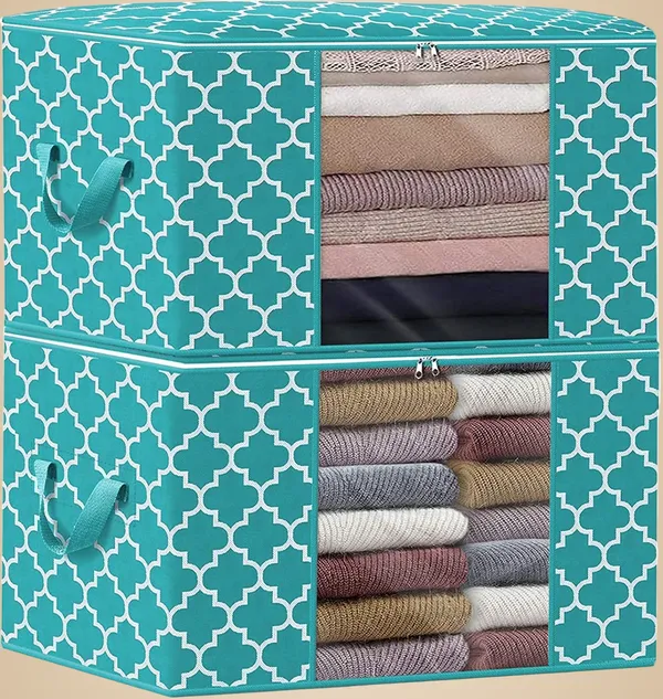 Pack_Of_2_Green_Premium_Non_Woven_Storage_Containers
