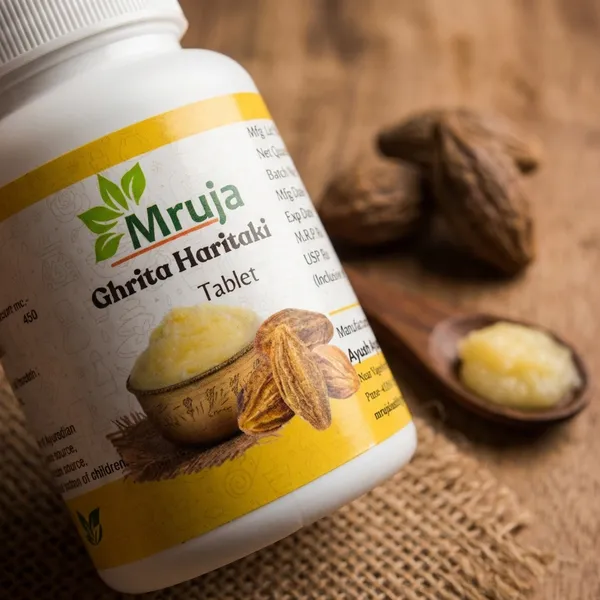 Mruja_Ghrita_Haritaki_Ayurvedic_Digestive_Wellness_Tablet