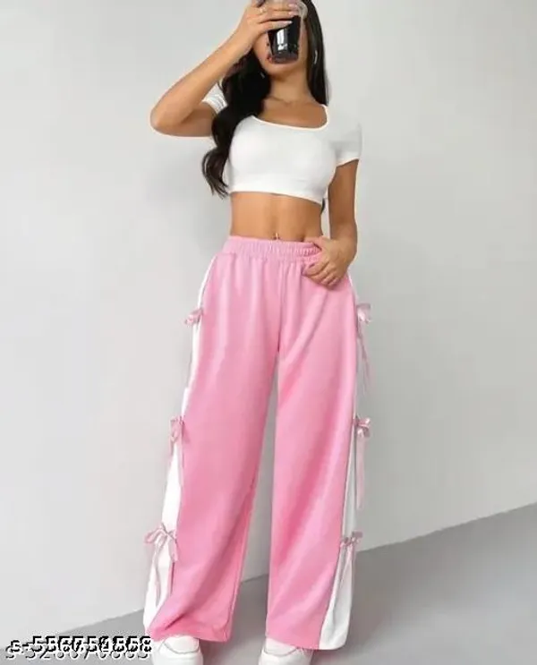 Pink_&_White_Hojri_Fabric_Jogger_Pants_For_Women