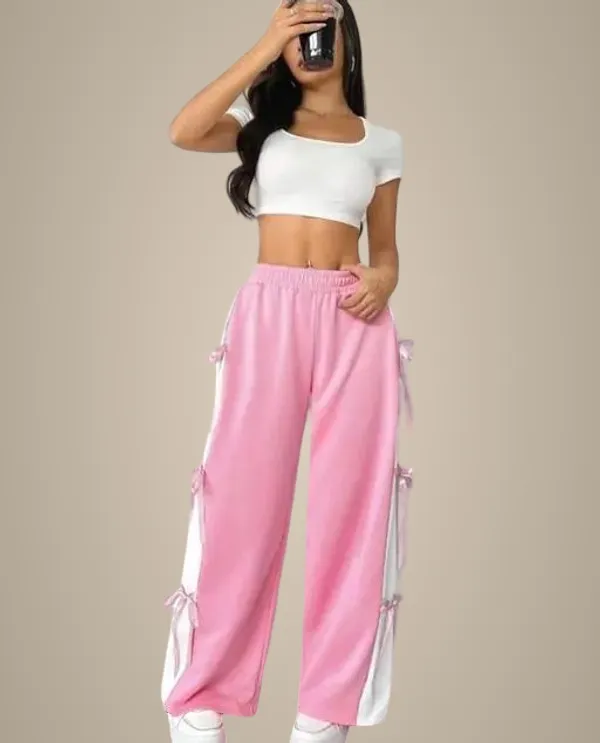 Pink_&_White_Hojri_Fabric_Jogger_Pants_For_Women