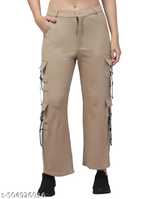 Brown_Hojri_Fabric_Cargo_Pants_For_Women