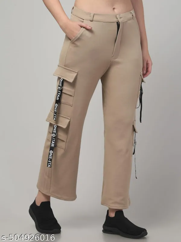 Brown_Hojri_Fabric_Cargo_Pants_For_Women
