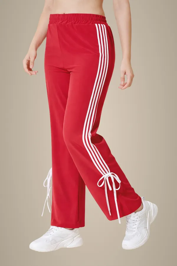 Red_&_White_Polyester_Track_Pants_For_Women