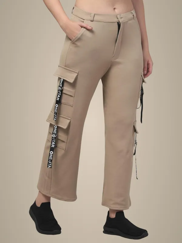 Brown_Hojri_Fabric_Cargo_Pants_For_Women