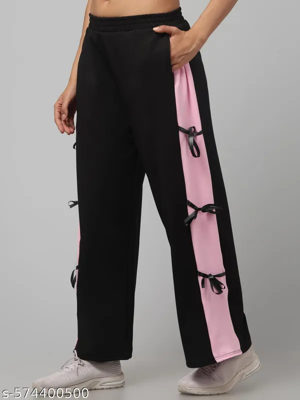 Pink_&_Black_Hojri_Fabric_Cargo_Pants_For_Women