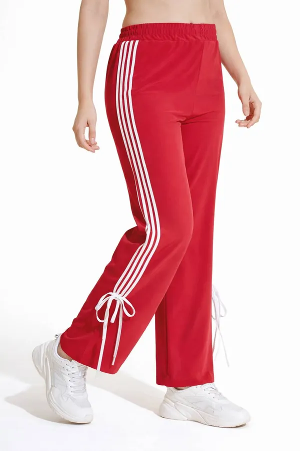 Red_&_White_Polyester_Track_Pants_For_Women