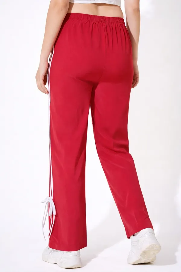 Red_&_White_Polyester_Track_Pants_For_Women