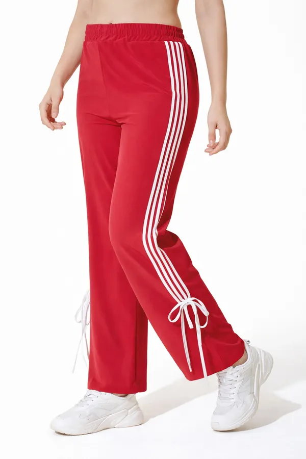 Red_&_White_Polyester_Track_Pants_For_Women