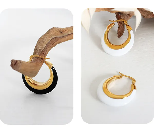 Gold_White_B_W_Hoops_Earrings_For_Women