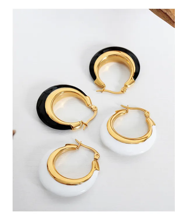 Gold_White_B_W_Hoops_Earrings_For_Women