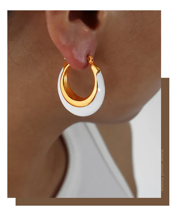 Gold_White_B_W_Hoops_Earrings_For_Women
