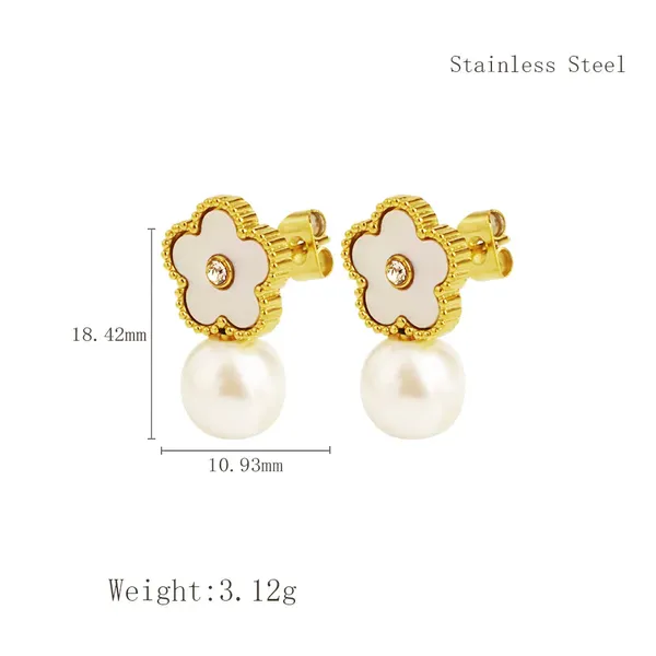 Multicolor_White_Flower_Drop_Stud_Earrings_For_Women
