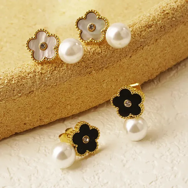 Multicolor_White_Flower_Drop_Stud_Earrings_For_Women
