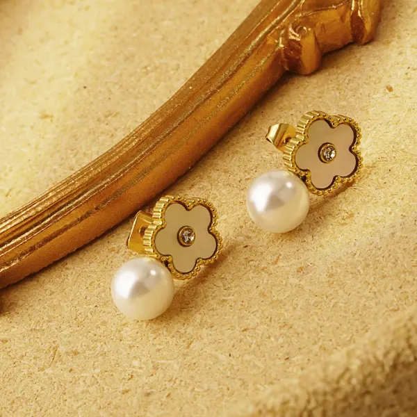 Multicolor_White_Flower_Drop_Stud_Earrings_For_Women