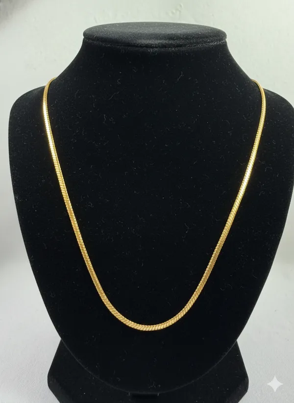 Gold_Toned_Herringbone_with_Lobster_Clasp_Chain_Necklace__For_Women