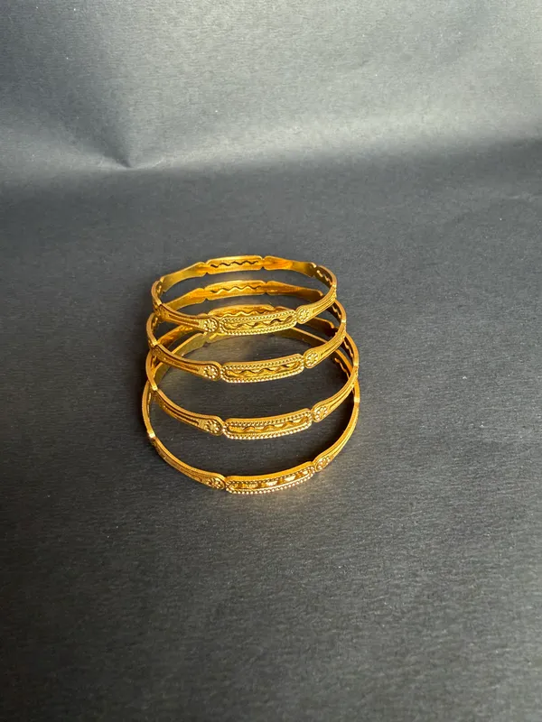 Gold_Plated_Textured_Bangle_Set__For_Women