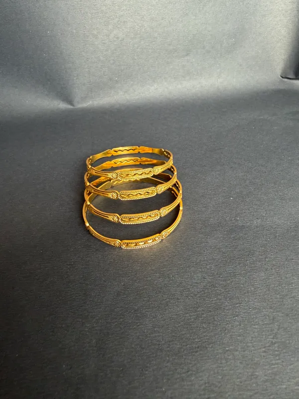 Gold_Plated_Textured_Bangle_Set__For_Women