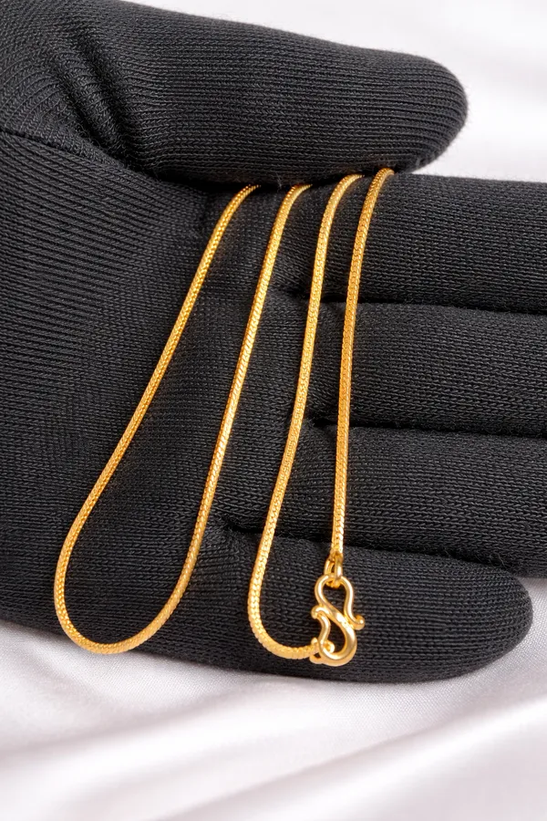 Gold_Toned_Herringbone_with_Lobster_Clasp_Chain_Necklace__For_Women