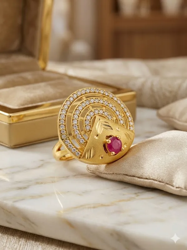 Golden_Circular_with_Pink_Stone_Ring_For_Women