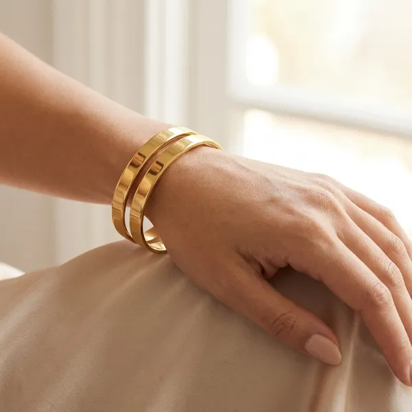 Gold_Toned_Metal_Cuff_Bracelet_Set_For_Women