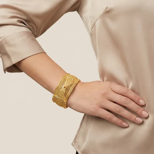 Traditional_Gold_Plated_Mesh_Design_Kada_with_Red_Stone_Accent_Bangle__For_Women