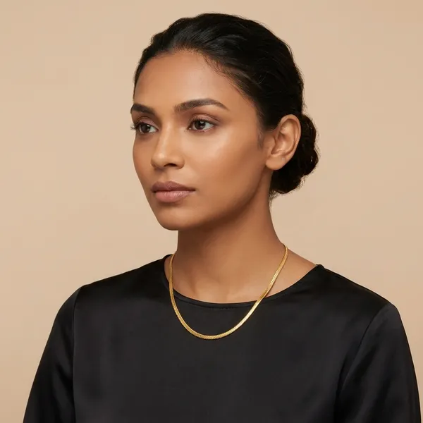 Gold_Toned_Herringbone_with_Lobster_Clasp_Chain_Necklace__For_Women