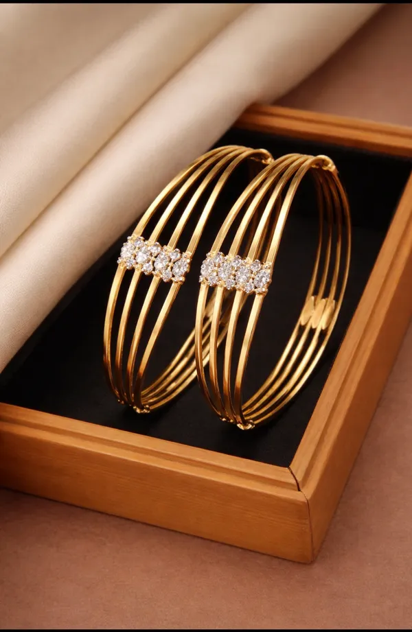 Gold_Plated_with_Crystal_Accents_Multi_Strand_Bangle_Set__For_Women