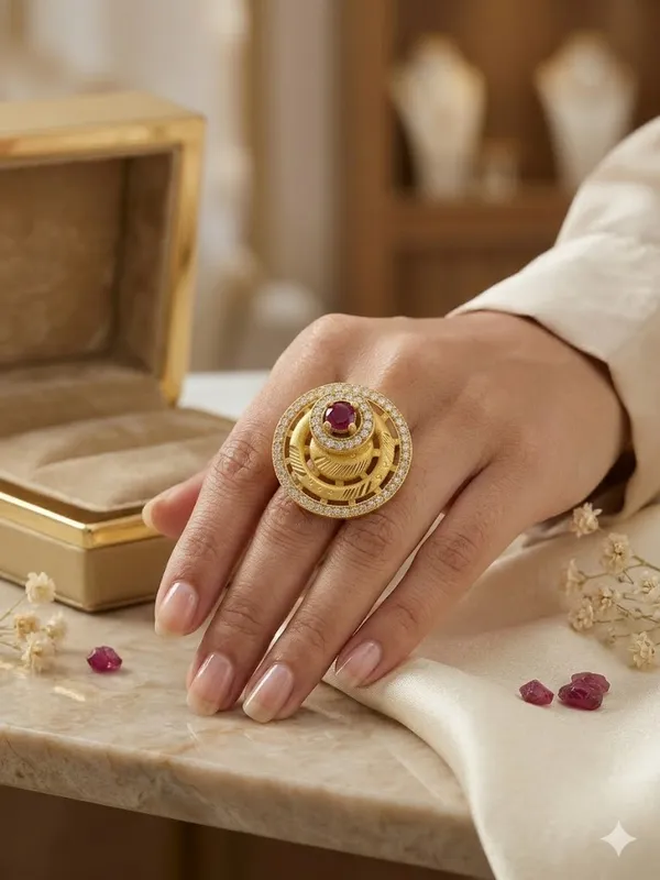 Traditional_Gold_Plated_with_Ruby_Stone_and_Crystal_Detailing_Circular_Ring_For_Women