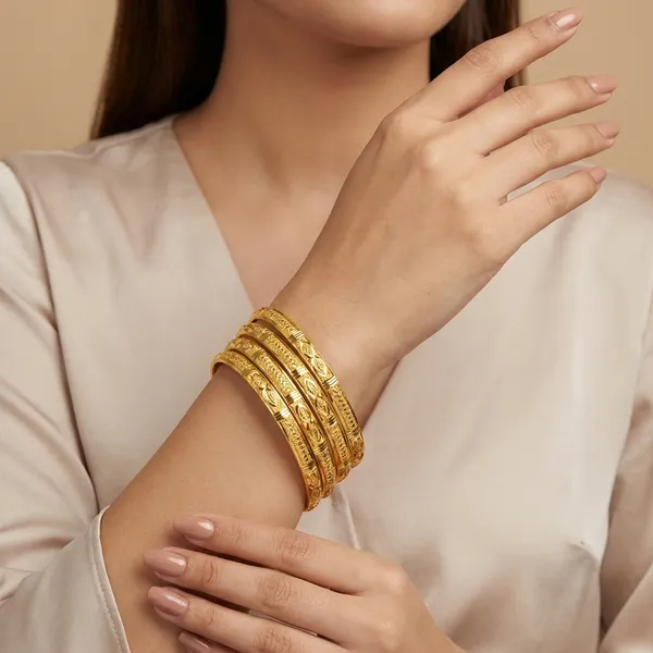 Golden_Ethnic_Designer_Bangles_Set_of_4_For_Women