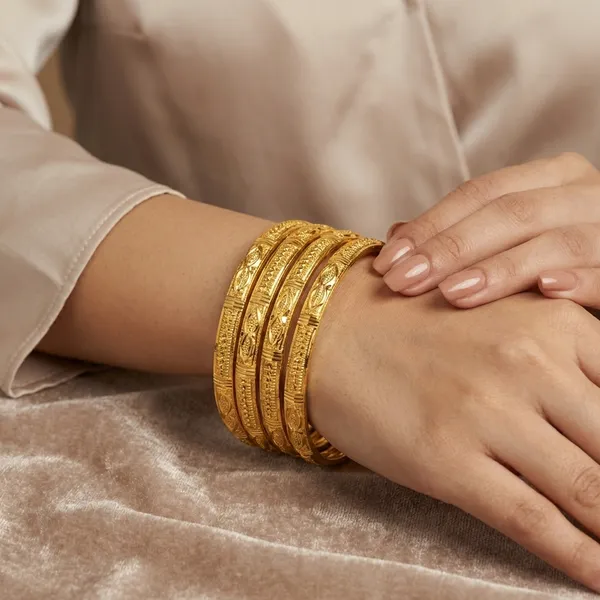 Golden_Ethnic_Designer_Bangles_Set_of_4_For_Women