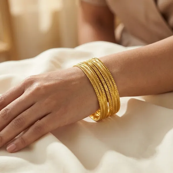Gold_Plated_Spiral_Bangles_Set_For_Women