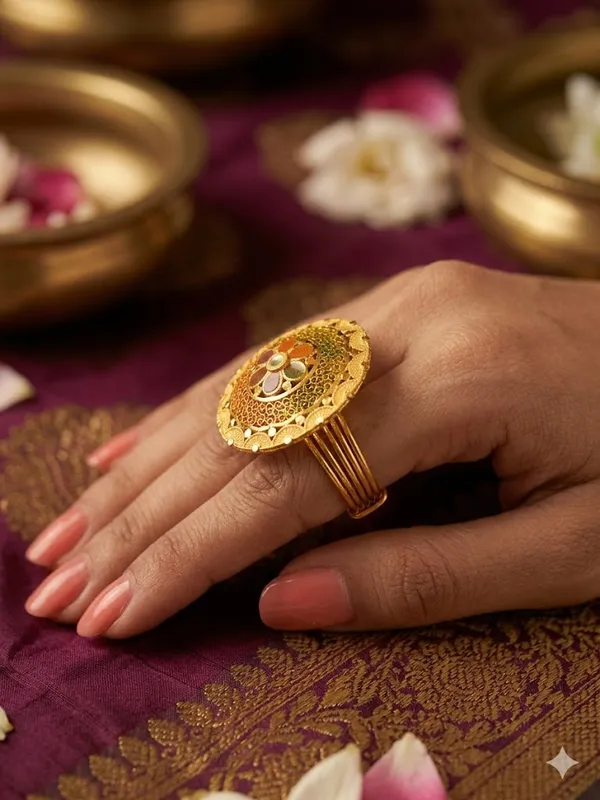 Floral_Meenakari_Ethnic_Design_Traditional__Gold_Toned_Adjustable_Ring__For_Women
