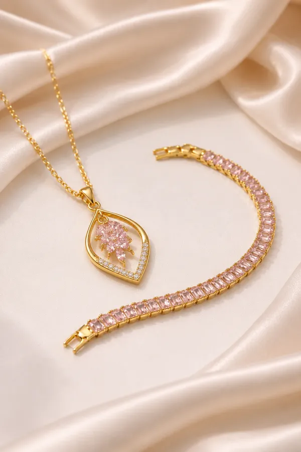 Blush_Bloom_Pink_Crystal_Pendant_&_Tennis_Bracelet_Combo_Set
