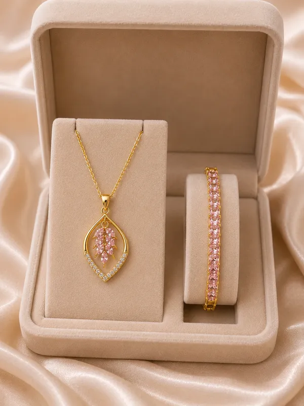 Blush_Bloom_Pink_Crystal_Pendant_&_Tennis_Bracelet_Combo_Set