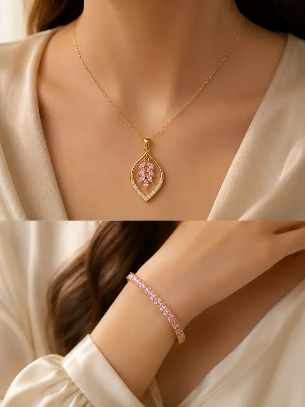 Blush_Bloom_Pink_Crystal_Pendant_&_Tennis_Bracelet_Combo_Set