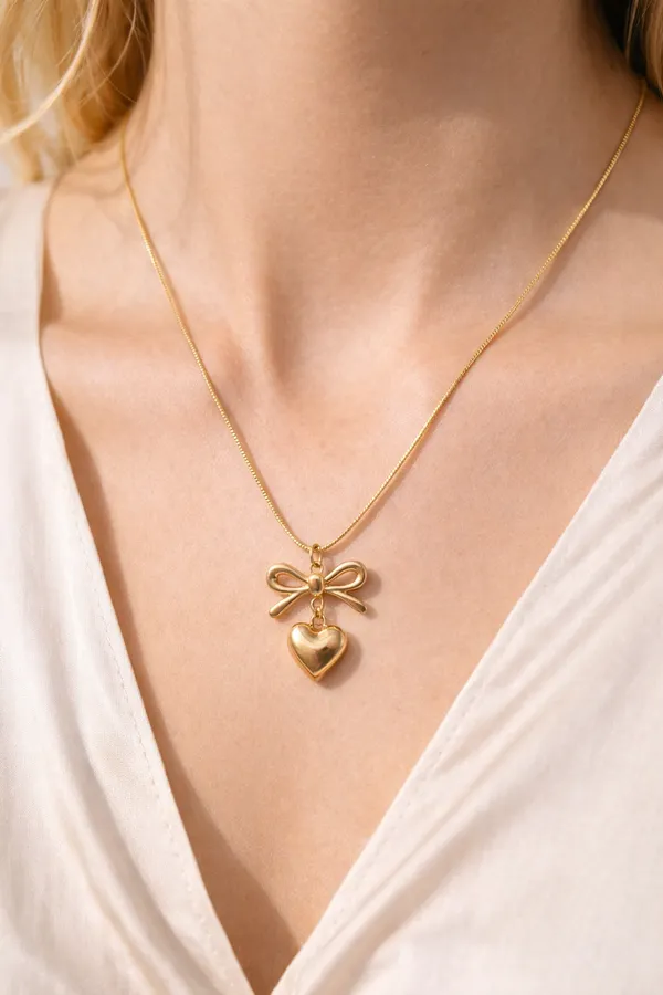 Bow_Heart_Pendant_Necklace_For_Women